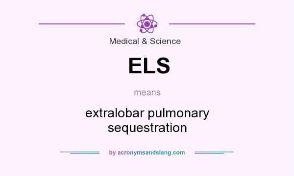 What does ELS mean? It stands for extralobar pulmonary sequestration