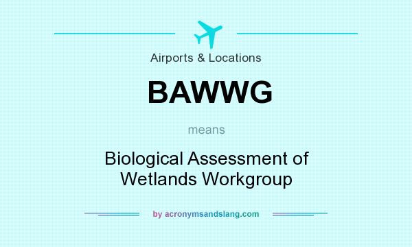 What does BAWWG mean? It stands for Biological Assessment of Wetlands Workgroup