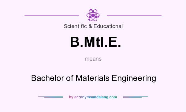 What does B.Mtl.E. mean? It stands for Bachelor of Materials Engineering