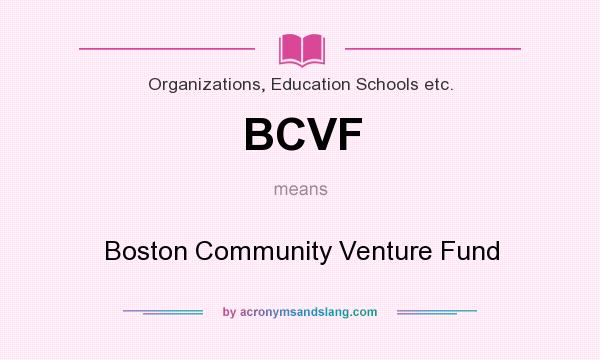 What does BCVF mean? It stands for Boston Community Venture Fund