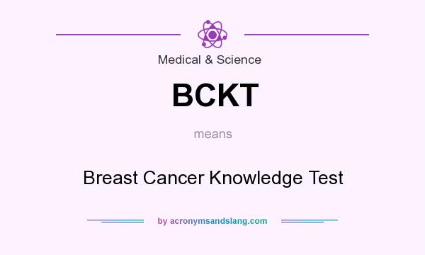 What does BCKT mean? It stands for Breast Cancer Knowledge Test