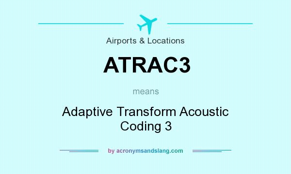 What does ATRAC3 mean? It stands for Adaptive Transform Acoustic Coding 3