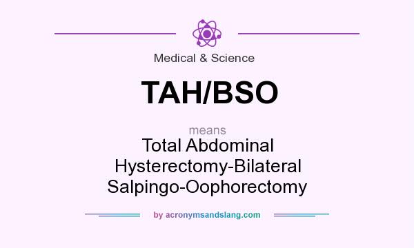 What does TAH/BSO mean? It stands for Total Abdominal Hysterectomy-Bilateral Salpingo-Oophorectomy