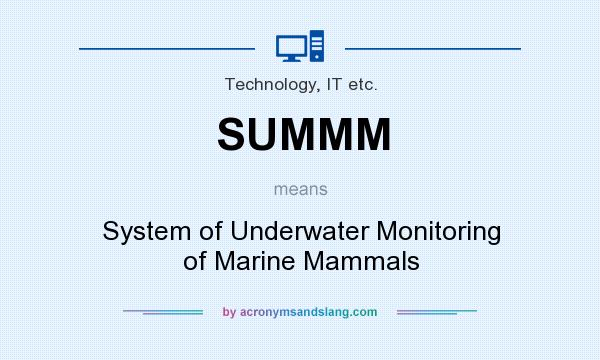 What does SUMMM mean? It stands for System of Underwater Monitoring of Marine Mammals