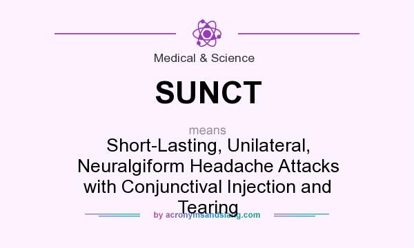 What does SUNCT mean? It stands for Short-Lasting, Unilateral, Neuralgiform Headache Attacks with Conjunctival Injection and Tearing