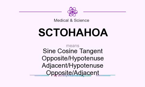 What does SCTOHAHOA mean? It stands for Sine Cosine Tangent Opposite/Hypotenuse Adjacent/Hypotenuse Opposite/Adjacent