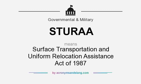 What does STURAA mean? It stands for Surface Transportation and Uniform Relocation Assistance Act of 1987