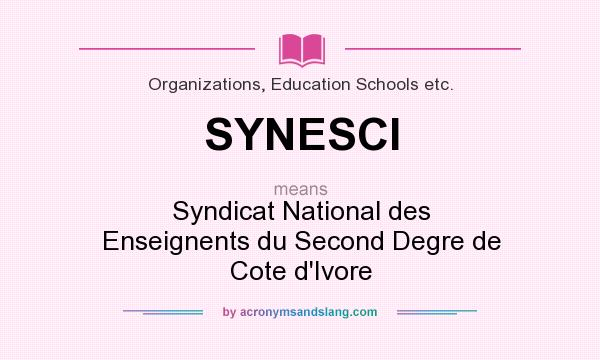 What does SYNESCI mean? It stands for Syndicat National des Enseignents du Second Degre de Cote d`Ivore
