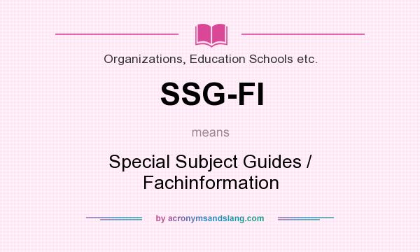 What does SSG-FI mean? It stands for Special Subject Guides / Fachinformation