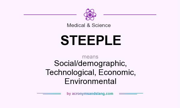 What does STEEPLE mean? It stands for Social/demographic, Technological, Economic, Environmental