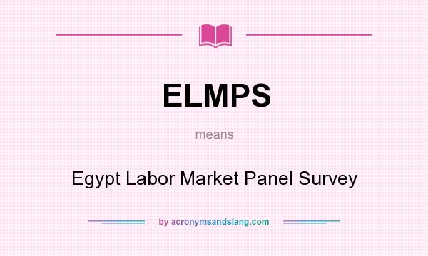 What does ELMPS mean? It stands for Egypt Labor Market Panel Survey