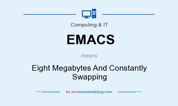 What does EMACS mean? It stands for Eight Megabytes And Constantly Swapping