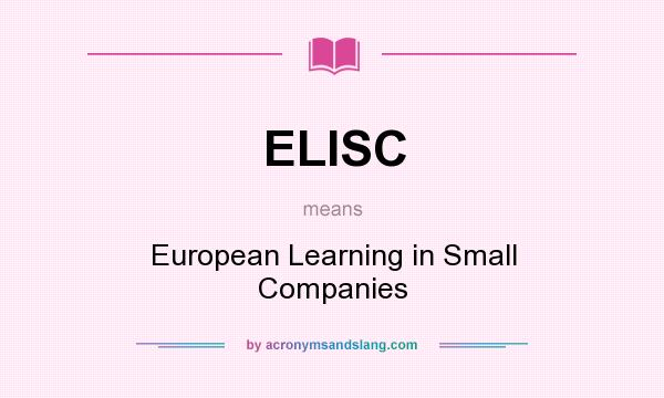 What does ELISC mean? It stands for European Learning in Small Companies