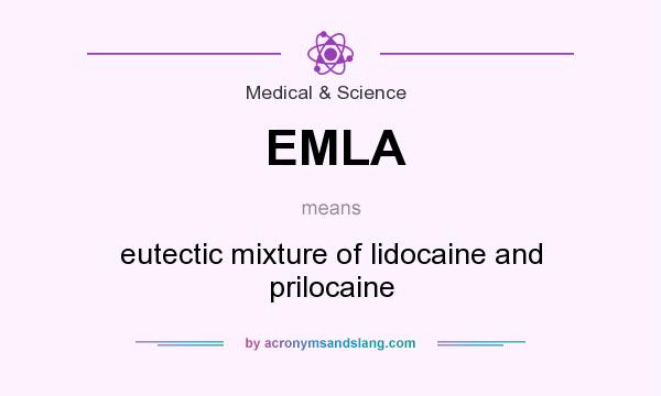 What does EMLA mean? It stands for eutectic mixture of lidocaine and prilocaine