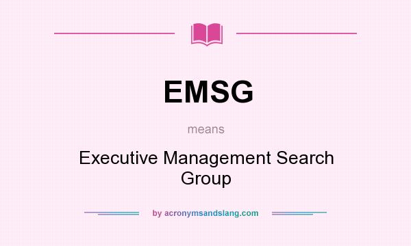 What does EMSG mean? It stands for Executive Management Search Group