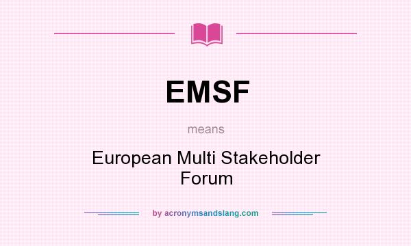 What does EMSF mean? It stands for European Multi Stakeholder Forum