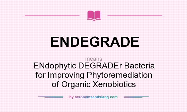 What does ENDEGRADE mean? It stands for ENdophytic DEGRADEr Bacteria for Improving Phytoremediation of Organic Xenobiotics