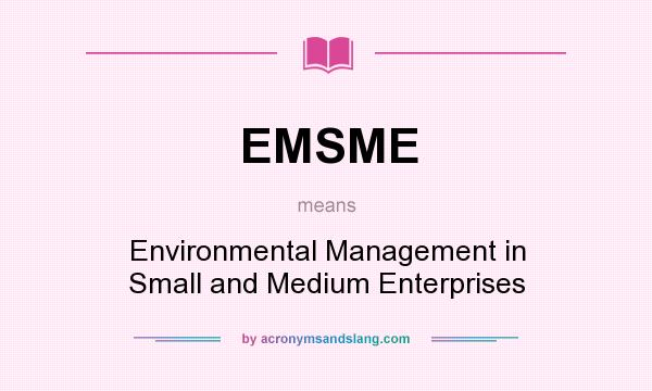 What does EMSME mean? It stands for Environmental Management in Small and Medium Enterprises