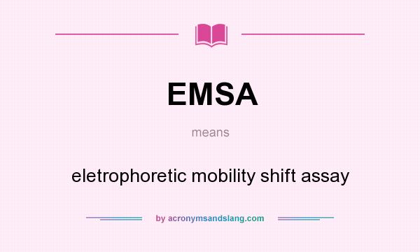 What does EMSA mean? It stands for eletrophoretic mobility shift assay