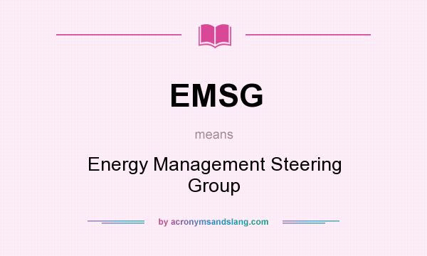 What does EMSG mean? It stands for Energy Management Steering Group