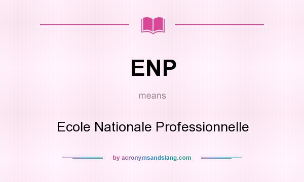 What does ENP mean? It stands for Ecole Nationale Professionnelle