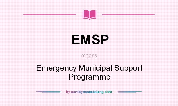 What does EMSP mean? It stands for Emergency Municipal Support Programme