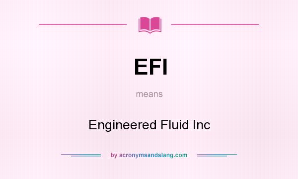 What does EFI mean? It stands for Engineered Fluid Inc