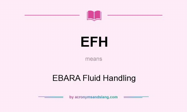 What does EFH mean? It stands for EBARA Fluid Handling