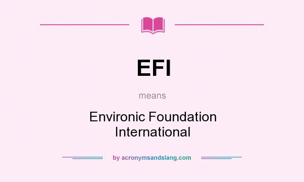 What does EFI mean? It stands for Environic Foundation International