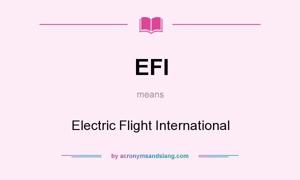 What does EFI mean? It stands for Electric Flight International