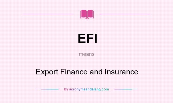 What does EFI mean? It stands for Export Finance and Insurance