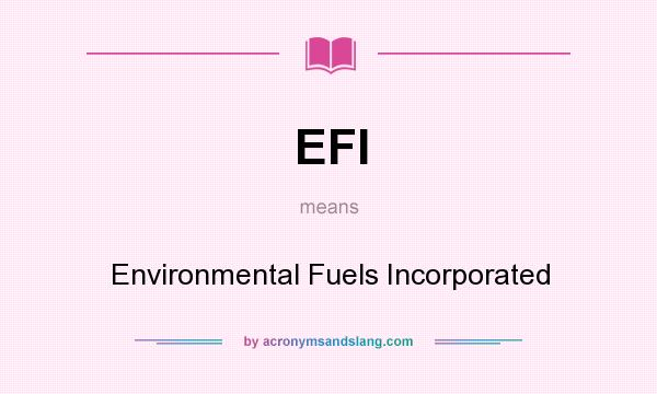 What does EFI mean? It stands for Environmental Fuels Incorporated