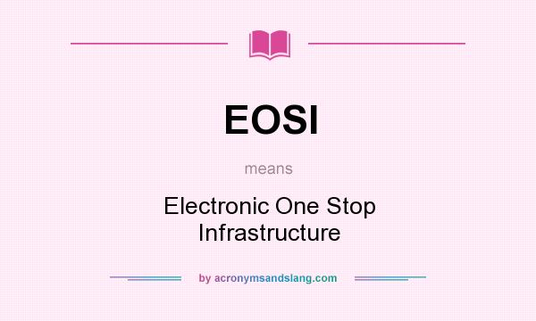 What does EOSI mean? It stands for Electronic One Stop Infrastructure
