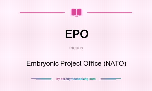 What does EPO mean? It stands for Embryonic Project Office (NATO)