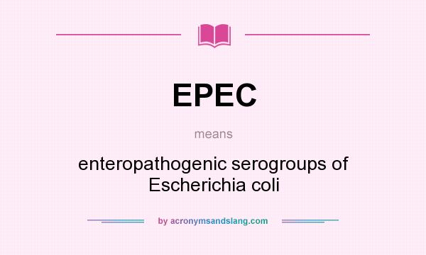What does EPEC mean? It stands for enteropathogenic serogroups of Escherichia coli