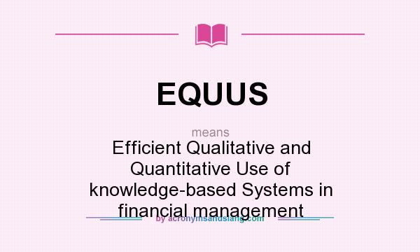 What does EQUUS mean? It stands for Efficient Qualitative and Quantitative Use of knowledge-based Systems in financial management