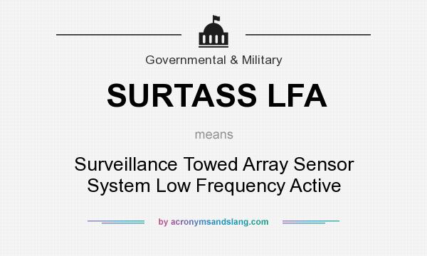 What does SURTASS LFA mean? It stands for Surveillance Towed Array Sensor System Low Frequency Active
