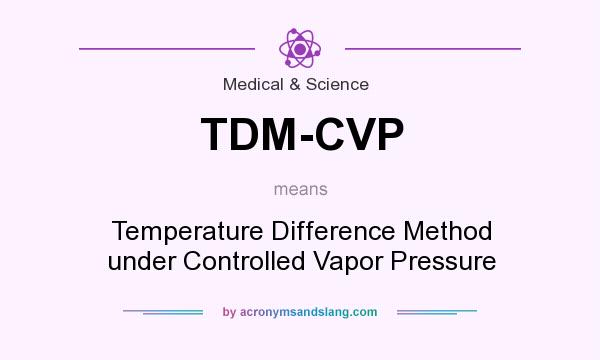 What does TDM-CVP mean? It stands for Temperature Difference Method under Controlled Vapor Pressure
