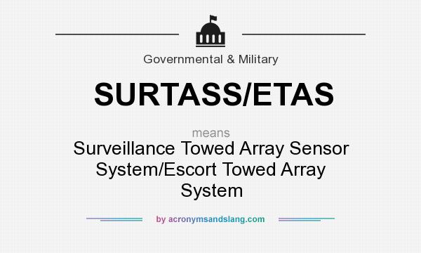 What does SURTASS/ETAS mean? It stands for Surveillance Towed Array Sensor System/Escort Towed Array System