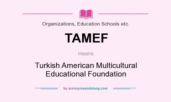 What does TAMEF mean? It stands for Turkish American Multicultural Educational Foundation
