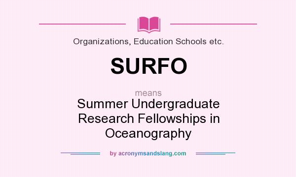 What does SURFO mean? It stands for Summer Undergraduate Research Fellowships in Oceanography