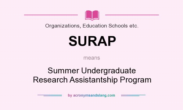 What does SURAP mean? It stands for Summer Undergraduate Research Assistantship Program