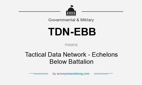 What does TDN-EBB mean? It stands for Tactical Data Network - Echelons Below Battalion