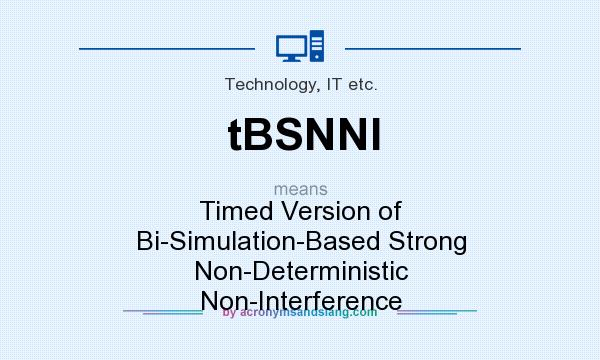 What does tBSNNI mean? It stands for Timed Version of Bi-Simulation-Based Strong Non-Deterministic Non-Interference