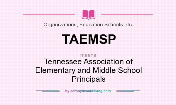 What does TAEMSP mean? It stands for Tennessee Association of Elementary and Middle School Principals