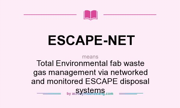 What does ESCAPE-NET mean? It stands for Total Environmental fab waste gas management via networked and monitored ESCAPE disposal systems
