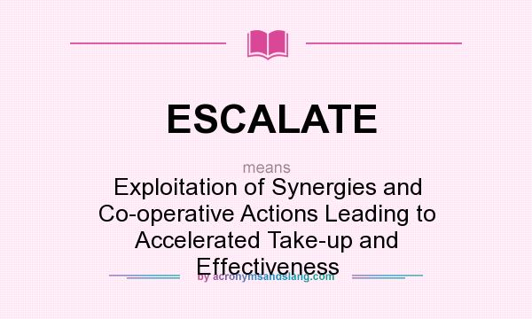What does ESCALATE mean? It stands for Exploitation of Synergies and Co-operative Actions Leading to Accelerated Take-up and Effectiveness
