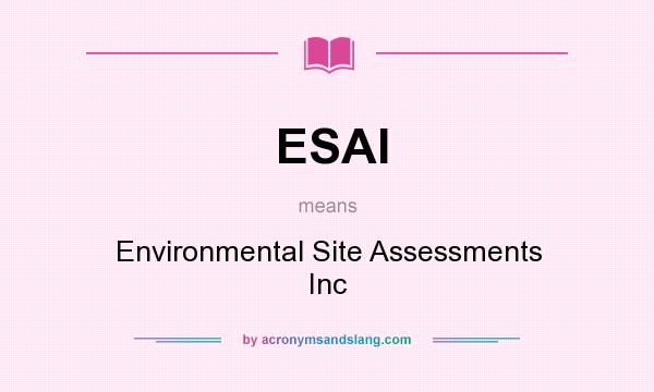 What does ESAI mean? It stands for Environmental Site Assessments Inc