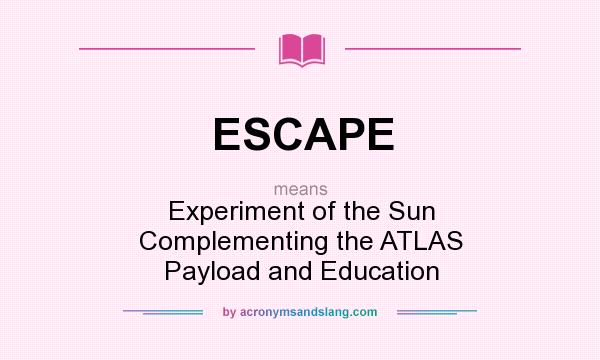 What does ESCAPE mean? It stands for Experiment of the Sun Complementing the ATLAS Payload and Education