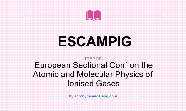 What does ESCAMPIG mean? It stands for European Sectional Conf on the Atomic and Molecular Physics of Ionised Gases